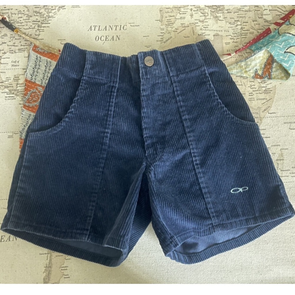 Vintage OP Ocean Pacific Long Rider Blue Corduroy Shorts Surf 26